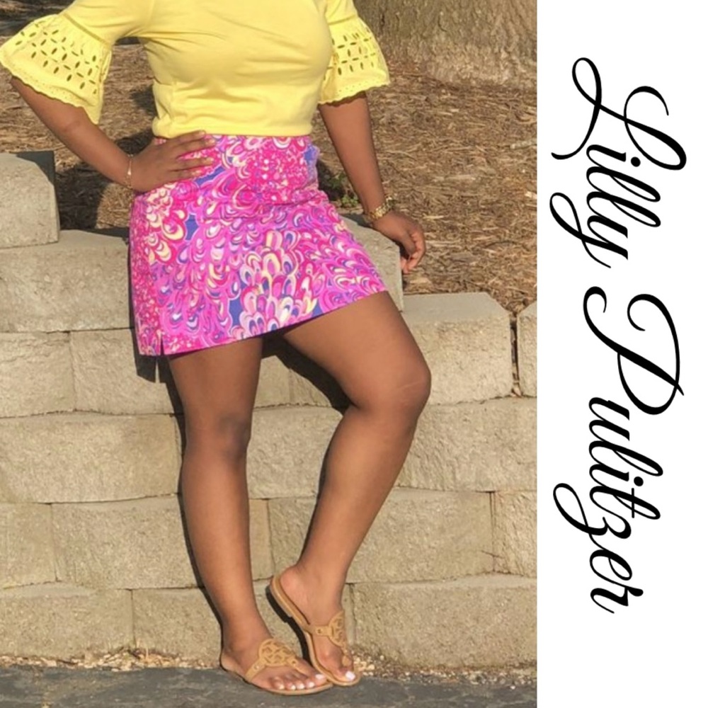 Lilly Pulitzer Blue Iris Pop Up Lilly’s Lagoon Marigold Skort Size 4 NWOT